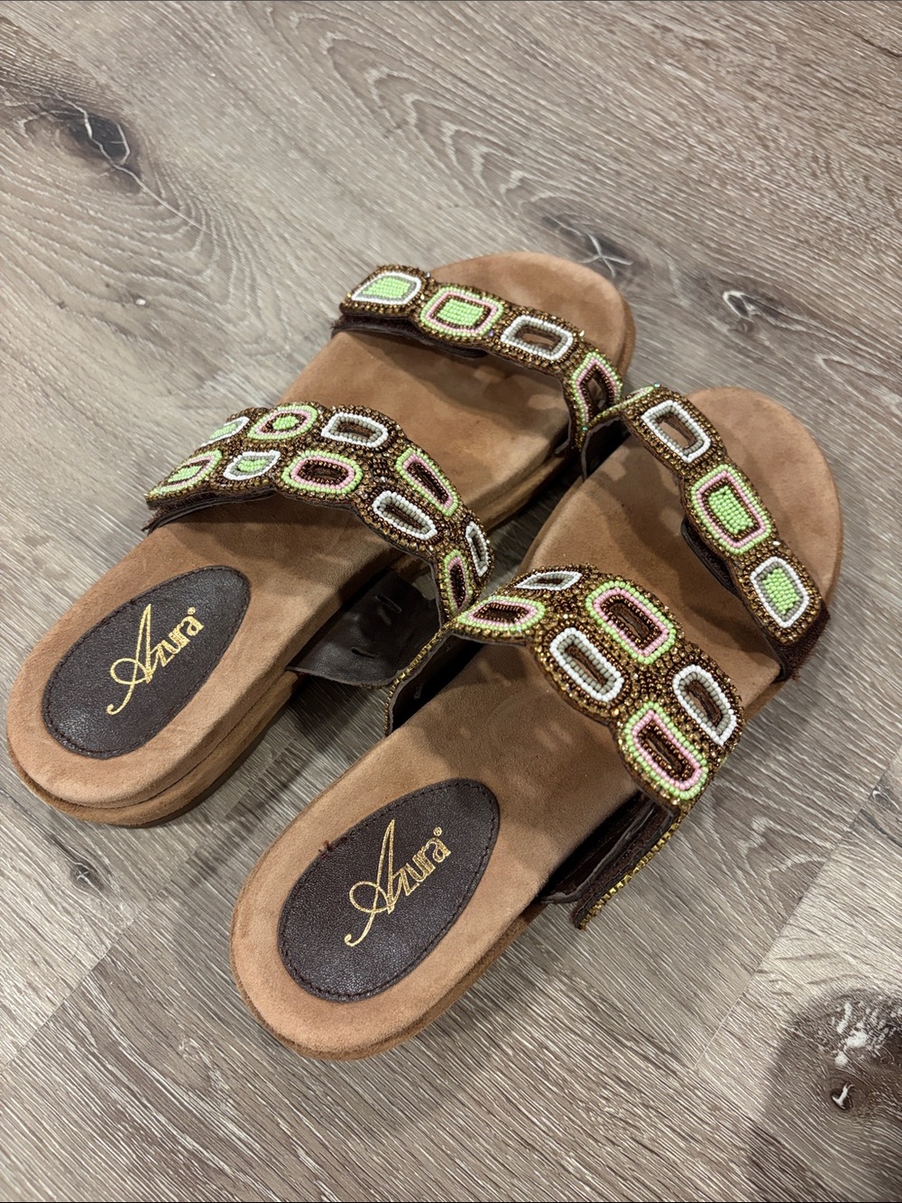 Azura Regency Slide Sandals with Beaded Accents